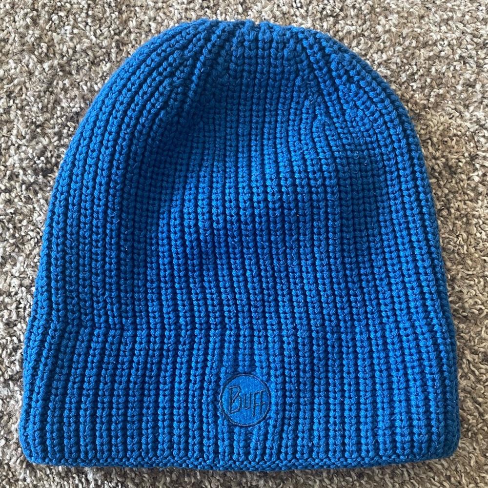 Classic Buff Beanie in Vibrant Blue Knit Hat - One Size - Like New Condition